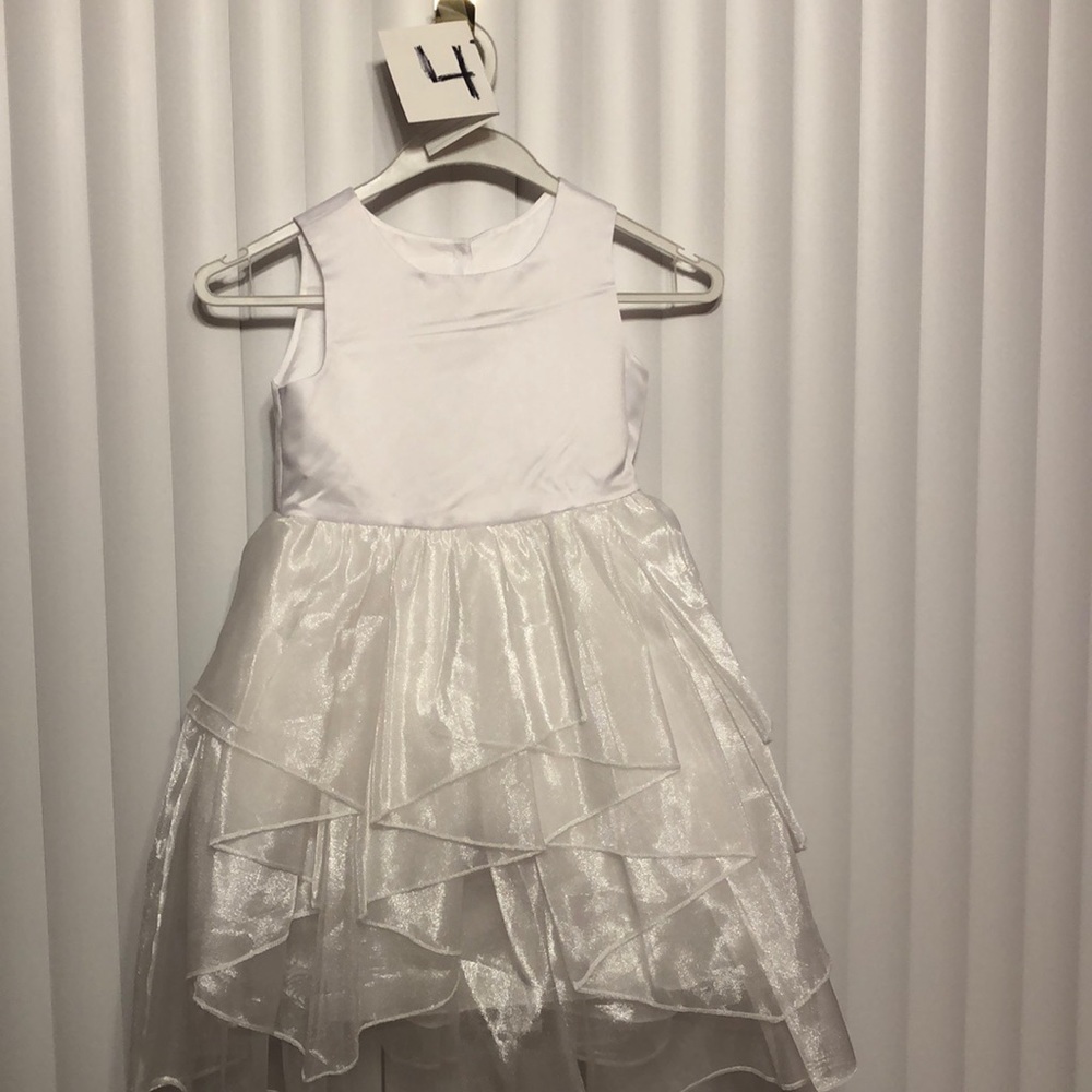 Size 4 white dress with black ribbon belt